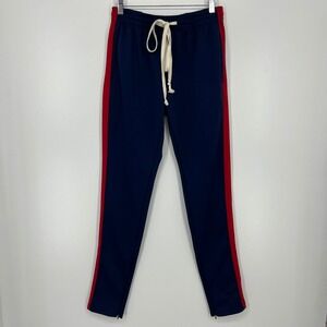 EPTM Mens Track Pants Navy‎ Blue Red Side Stripe Ankle Zip Style 7589 Size M
